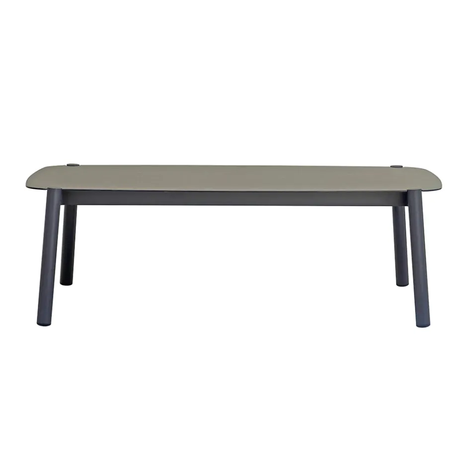 Salon ogrodowy z 2 fotelami, 1 sofą i 1 aluminiowym stołem - Minni Viadurini