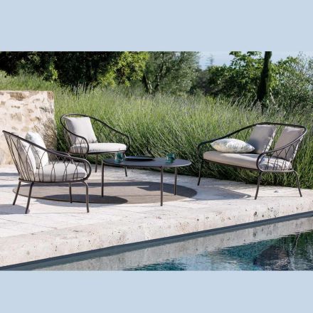 Salon ogrodowy z 2 fotelami i 1 2-osobową sofą Made in Italy - Fontana Viadurini