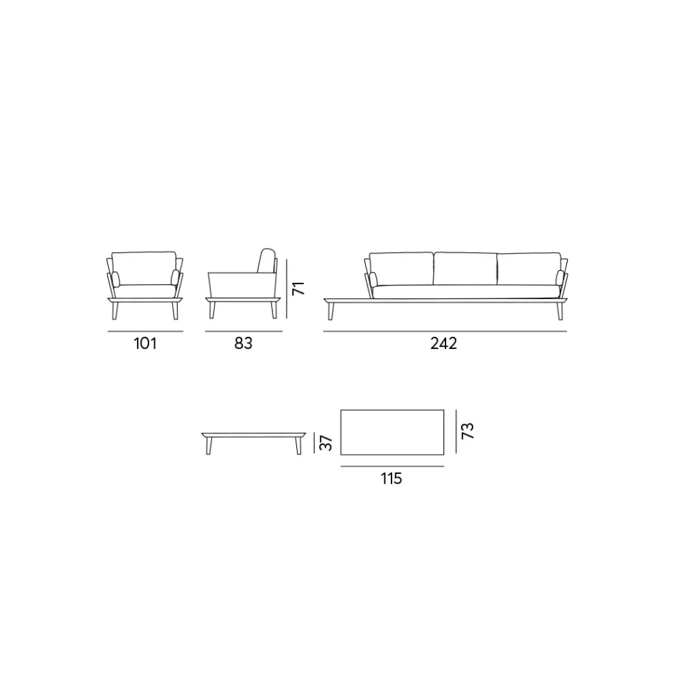 Salon ogrodowy ze strukturą aluminiową w kolorze antracytowej szarości - Fouquer Viadurini