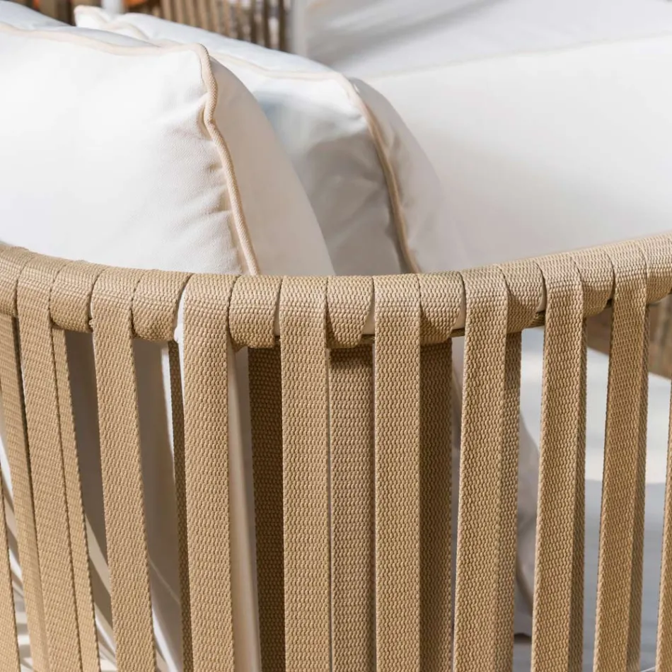 Salon ogrodowy z białego aluminium i tkaniny – Eugene Viadurini