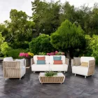 Salon ogrodowy z białego aluminium i tkaniny – Eugene Viadurini