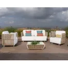 Salon ogrodowy z białego aluminium i tkaniny – Eugene Viadurini