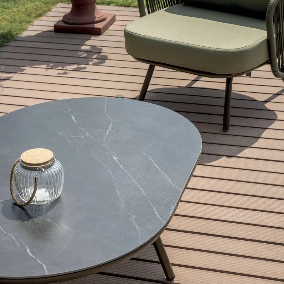 Czerwony lub zielony aluminiowy salon ogrodowy - Regalrise Viadurini