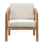 Zestaw wypoczynkowy ogrodowy FSC Teak z poduszkami w kolorze ecru - Caresa Viadurini