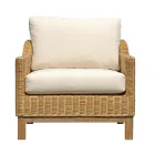 Drewniany zestaw wypoczynkowy ogrodowy z rattanu i zdejmowanymi poduszkami - Silvara Viadurini