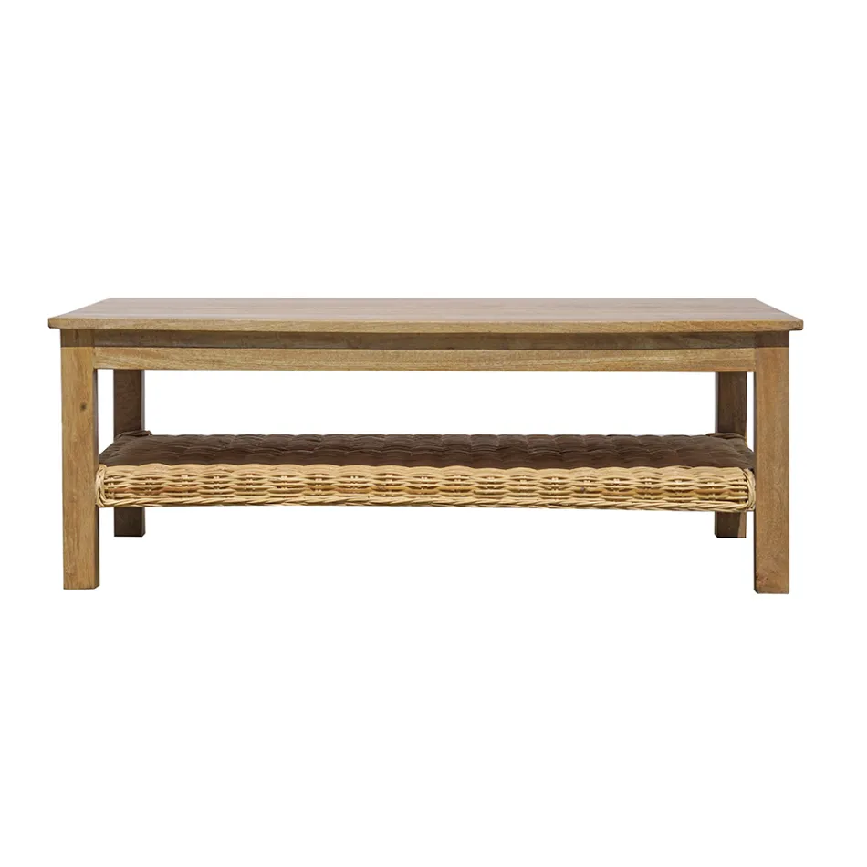 Drewniany zestaw wypoczynkowy ogrodowy z rattanu i zdejmowanymi poduszkami - Silvara Viadurini