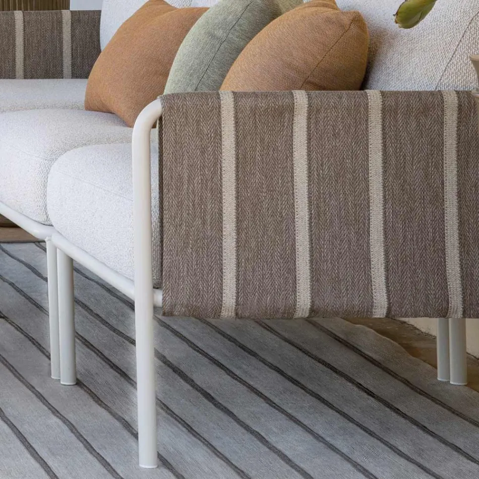 Ocynkowany metalowy salon ogrodowy i poduszki z tkaniny - Sognando Viadurini