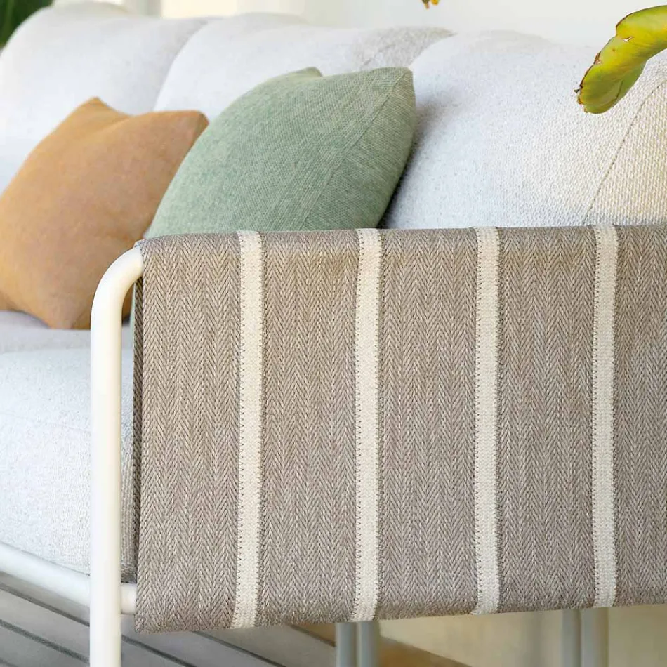 Ocynkowany metalowy salon ogrodowy i poduszki z tkaniny - Sognando Viadurini