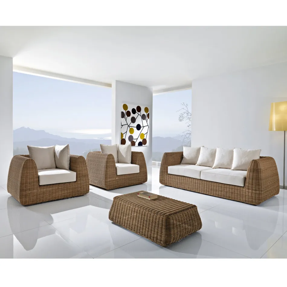 Ręcznie tkany zestaw ogrodowy z polirattanu - Charlie Viadurini