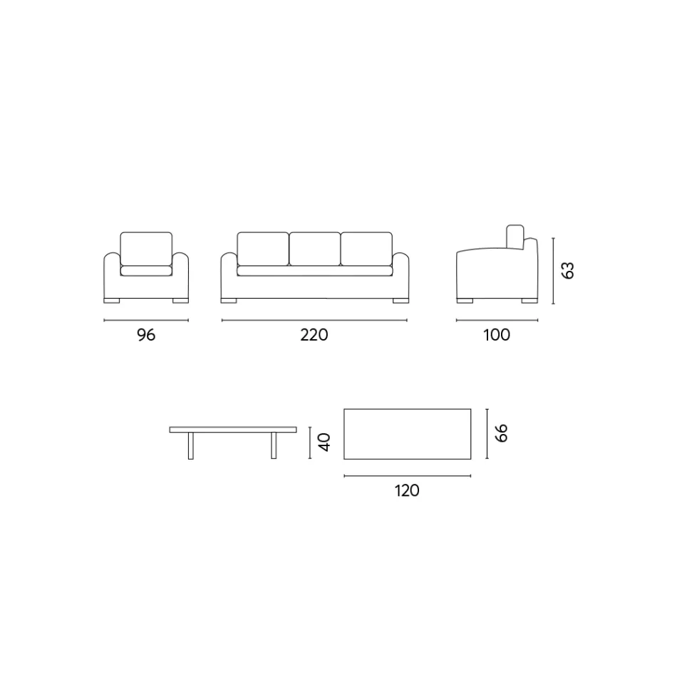 Rattanowy salon z drewnianym stolikiem kawowym i poduszkami - Hugues Viadurini