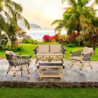 Zestaw ogrodowy z naturalnego rattanu z poduszkami w zestawie - Catelyn Viadurini