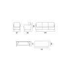 Salon na świeżym powietrzu ze stolikiem kawowym z drewna mango i poduszkami z polibawełny - Orlanda Viadurini