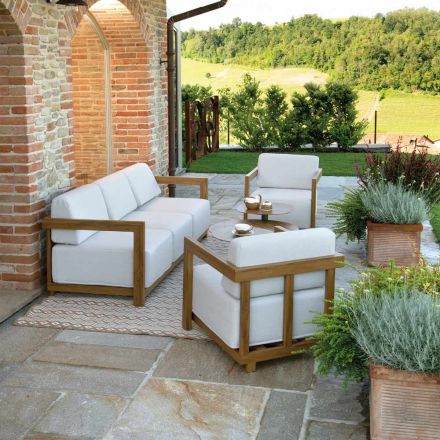 Aluminiowy salon z termotransferowym efektem drewna - Camper Viadurini