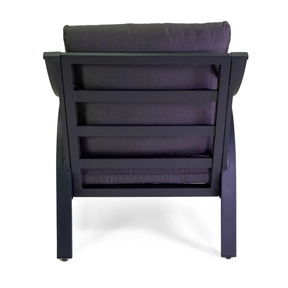 Pokój dzienny wykonany z aluminium z podłokietnikami z brazylijskiego drewna tekowego - Diary Viadurini