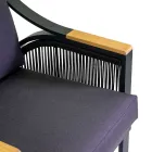 Pokój dzienny wykonany z aluminium z podłokietnikami z brazylijskiego drewna tekowego - Diary Viadurini