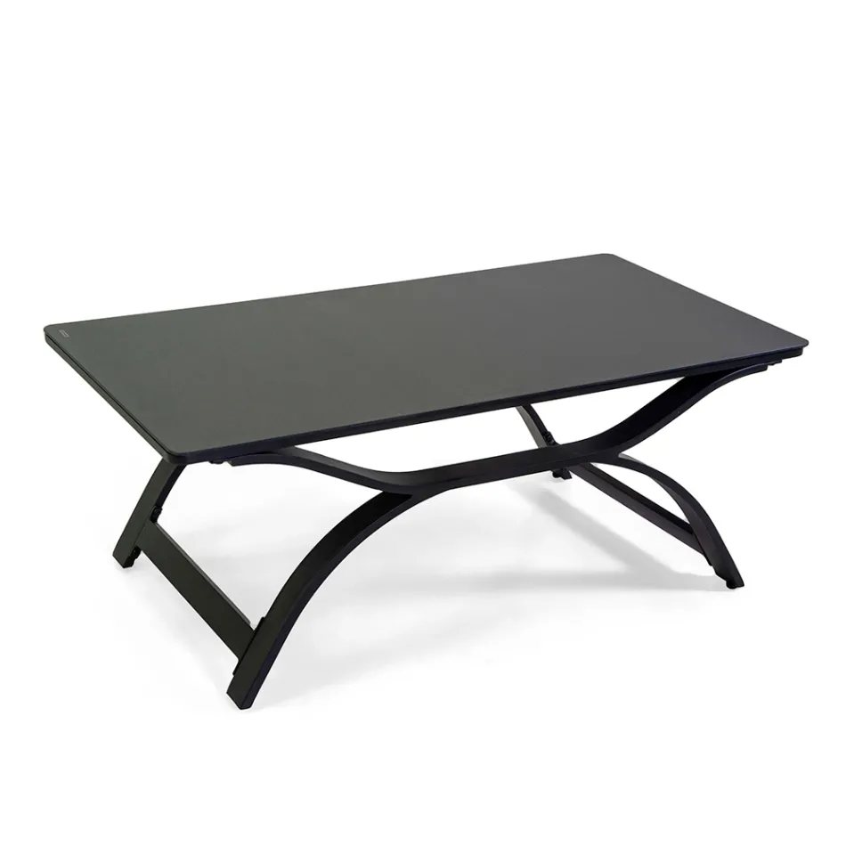 Pokój dzienny wykonany z aluminium z podłokietnikami z brazylijskiego drewna tekowego - Diary Viadurini