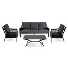 Pokój dzienny wykonany z aluminium z podłokietnikami z brazylijskiego drewna tekowego - Diary Viadurini