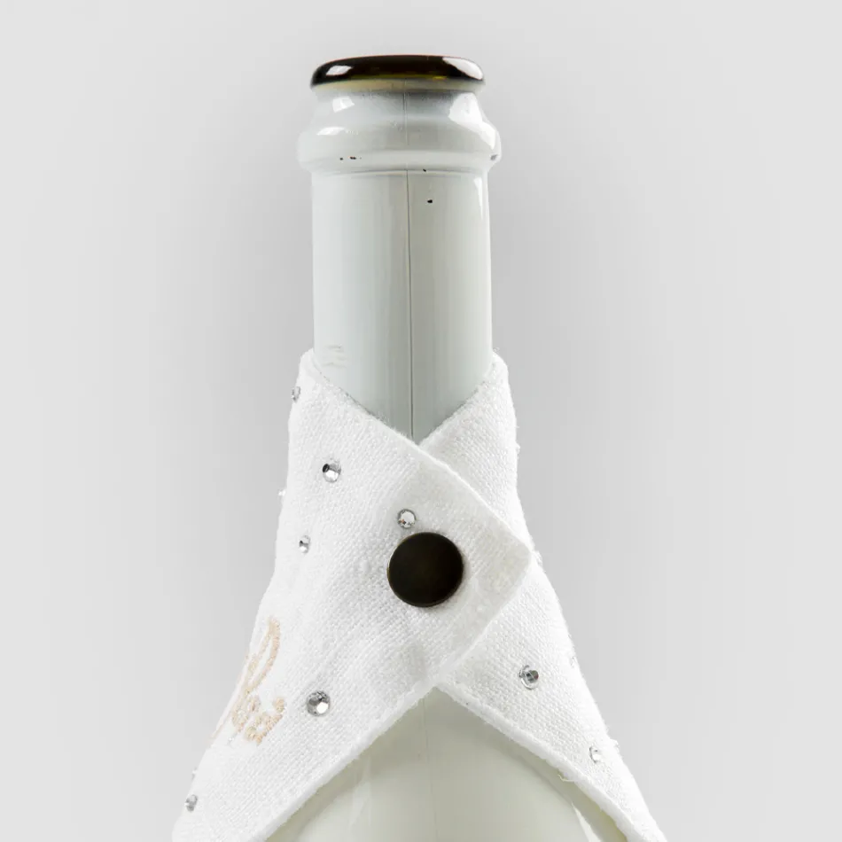 Biała lub czarna lniana taca ociekowa z haftem i kryształkami 2 sztuki - Salvino Viadurini