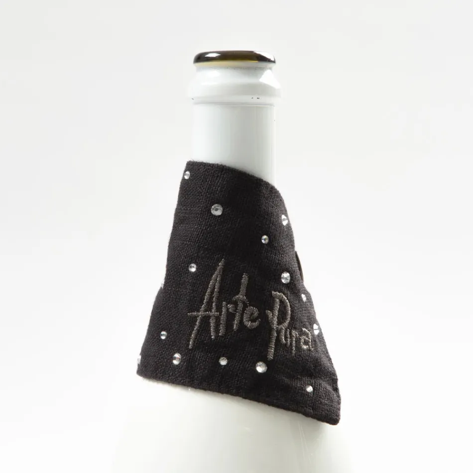 Biała lub czarna lniana taca ociekowa z haftem i kryształkami 2 sztuki - Salvino Viadurini