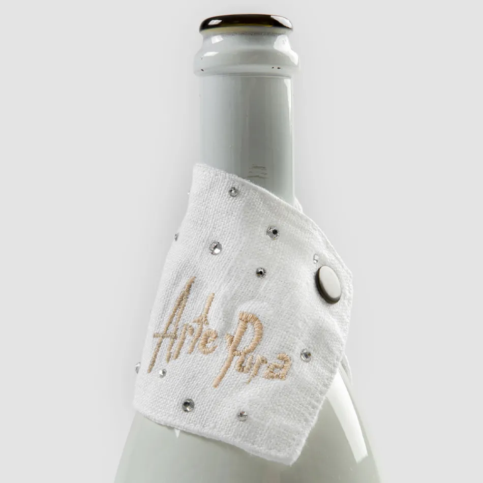 Biała lub czarna lniana taca ociekowa z haftem i kryształkami 2 sztuki - Salvino Viadurini