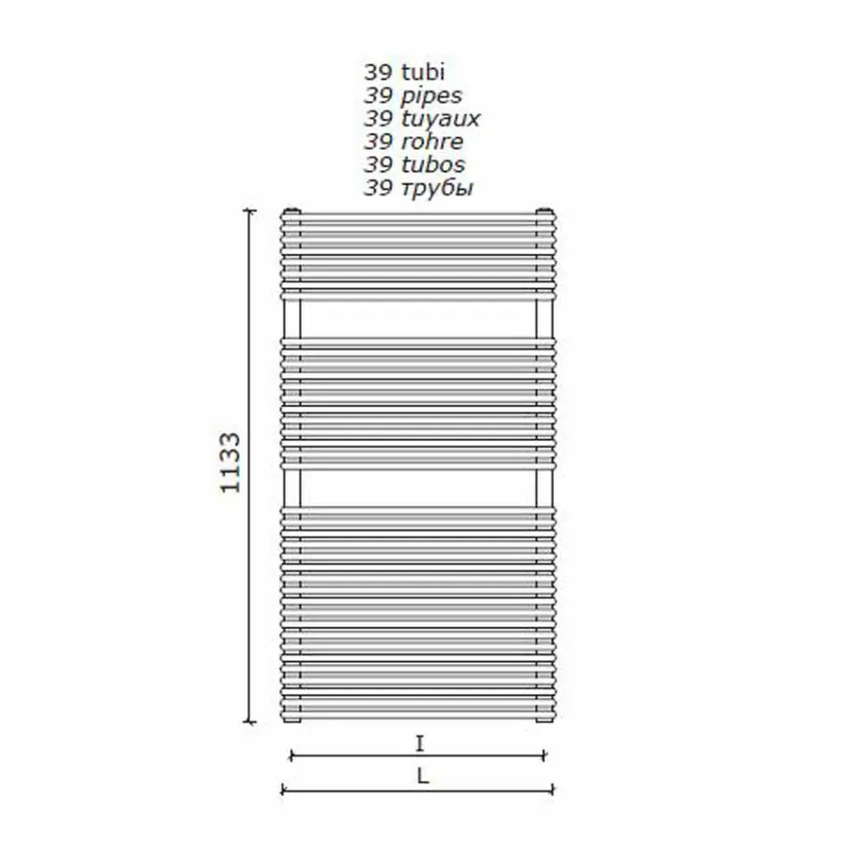 Pionowy hydrauliczny podgrzewacz do ręczników łazienkowych ze stali 1013 W - Griffin Viadurini