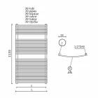 Pionowy hydrauliczny podgrzewacz do ręczników łazienkowych ze stali 1013 W - Griffin Viadurini