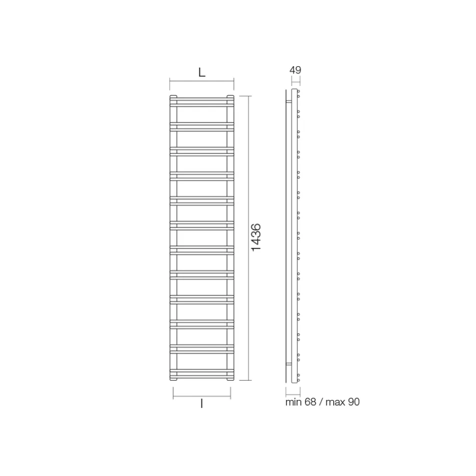 Podgrzewacz do ręczników z systemem mieszanym ze stali węglowej - pralina Viadurini