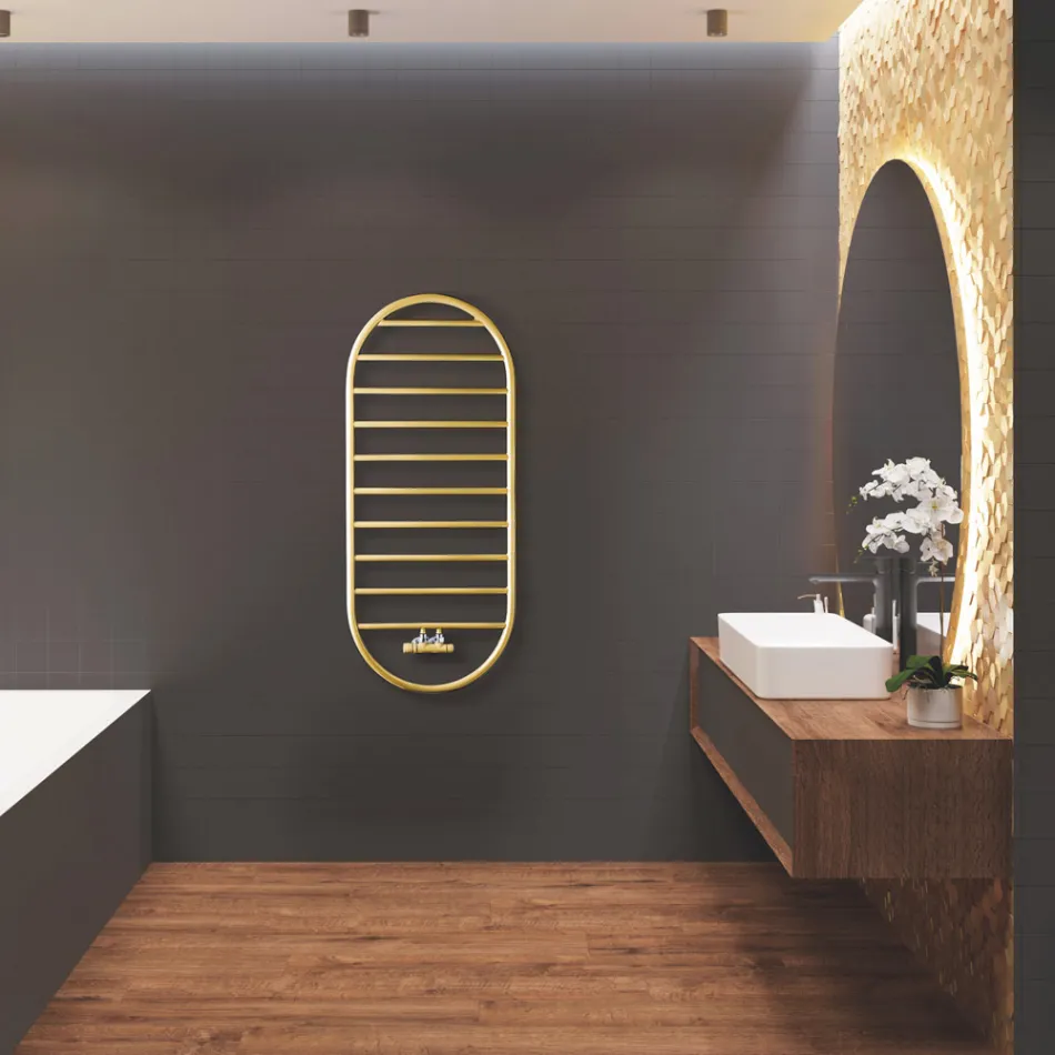 Podgrzewacz ręczników „Tutto Tondo Slim” ze stali Made in Italy - Gładki Viadurini