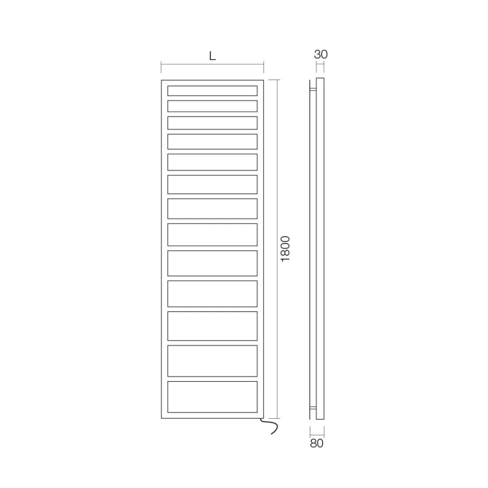 Elektryczny podgrzewacz do ręczników o prostych liniach ze stali Made in Italy - pistacjowy Viadurini