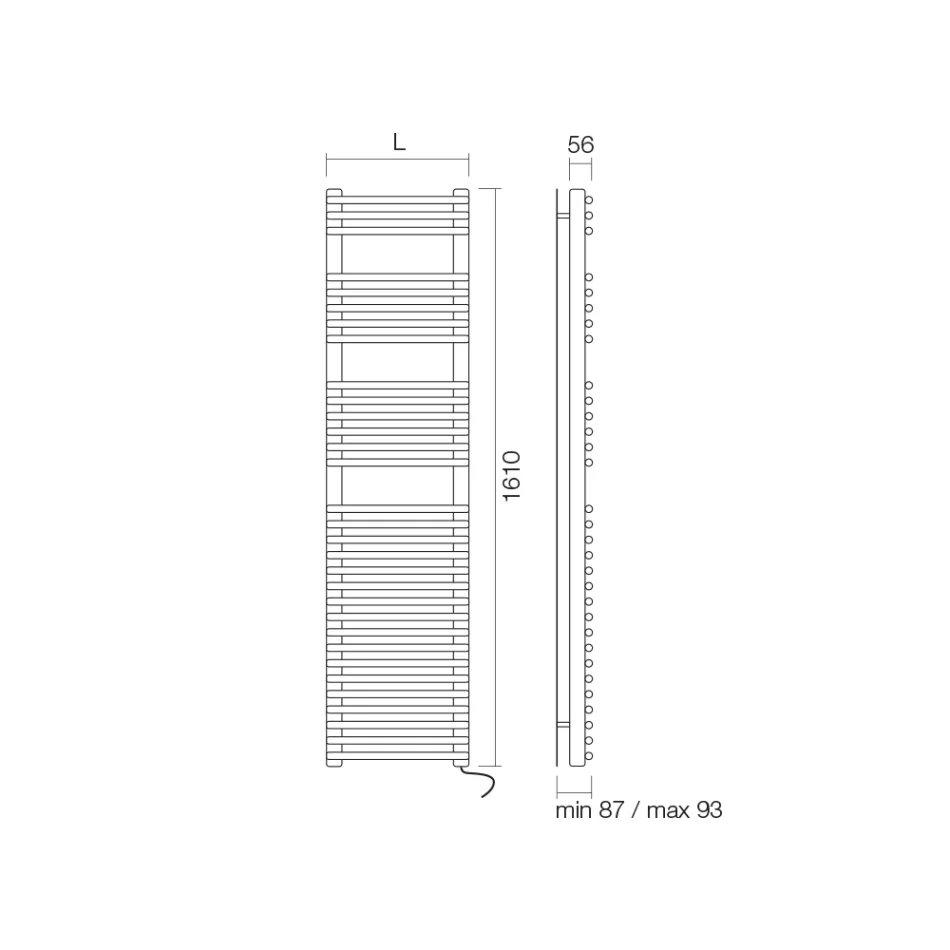 Elektryczny podgrzewacz do ręczników ze stalowym satynowym wykończeniem Made in Italy - Peel Viadurini