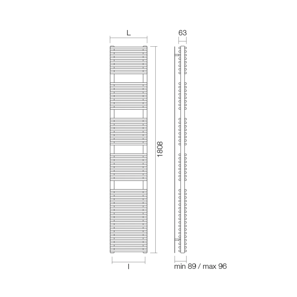 Hydrauliczny podgrzewacz do ręczników z wykończeniem stalowo-aluminiowym Made in Italy - Brioszki Viadurini