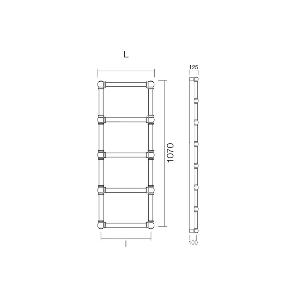 Hydrauliczny podgrzewacz do ręczników z mosiądzu z kulkami przyłączeniowymi Made in Italy - Ricotta Viadurini