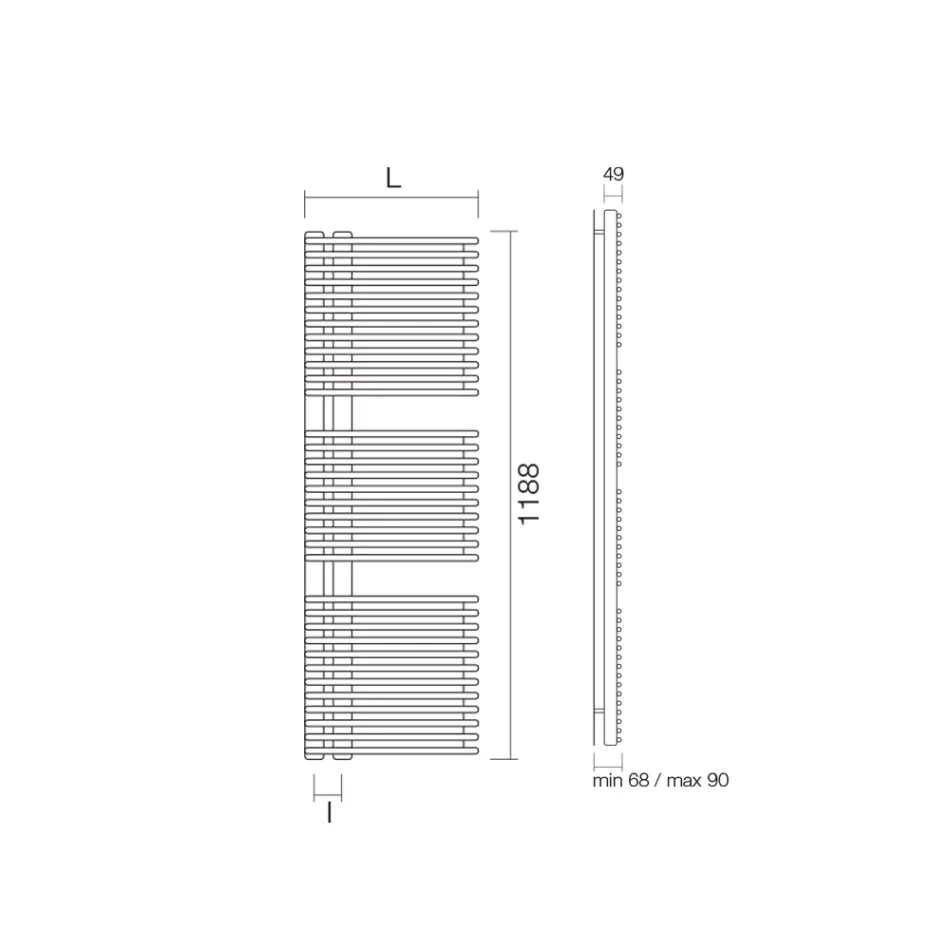 Podgrzewacz do ręczników ze stali węglowej z systemem mieszanym - Orzeszki ziemne Viadurini