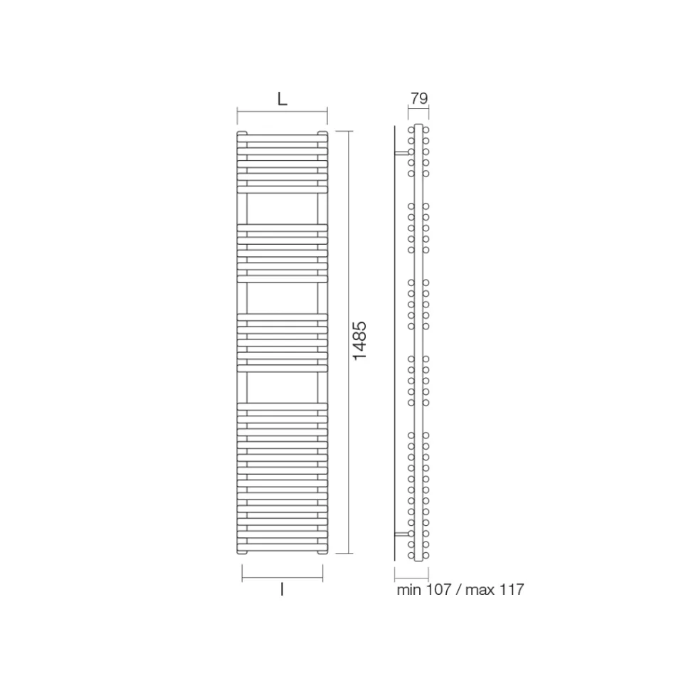 Mieszany podgrzewacz do ręczników z 4 seriami poziomych elementów Made in Italy - Beza Viadurini