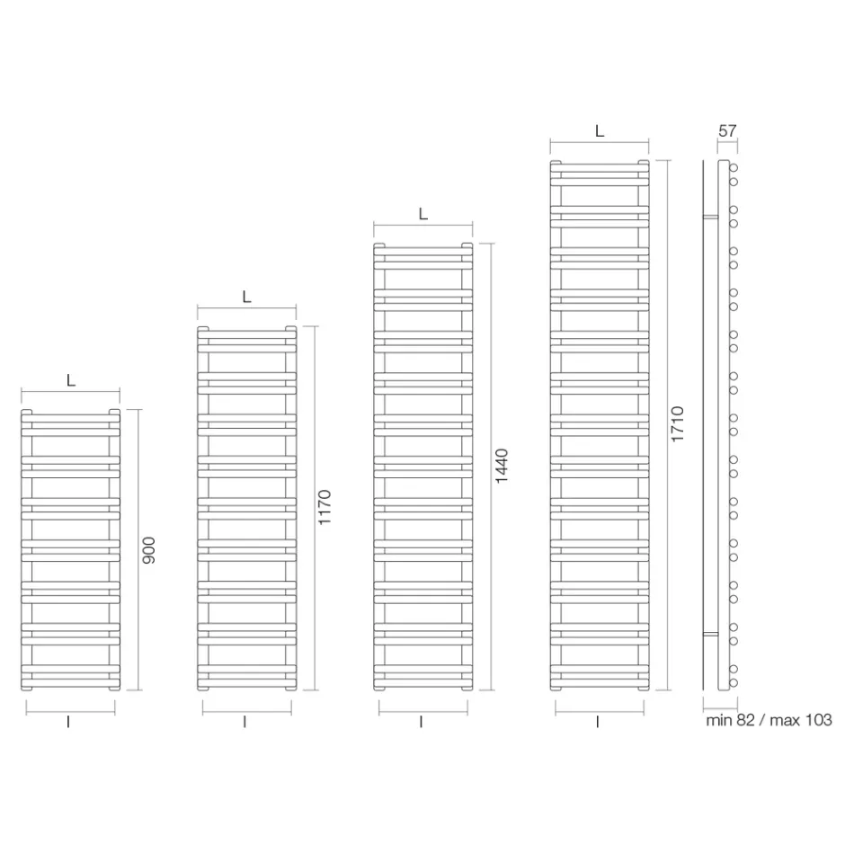 Podgrzewacz ręczników Amaretti Mixed z elementami poziomymi Wyprodukowano we Włoszech Viadurini