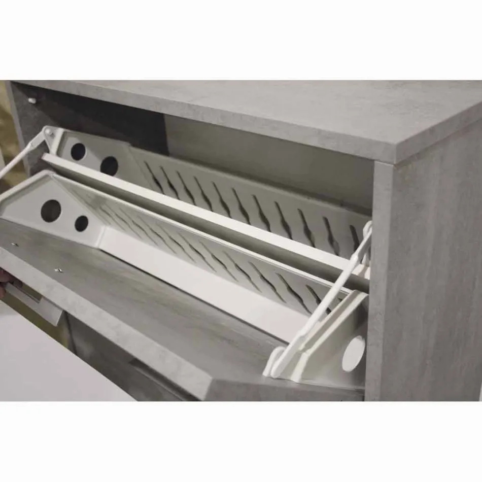 Dwurzędowa szafka na buty z klapką z cementowej melaminy Cleaf Senis Viadurini