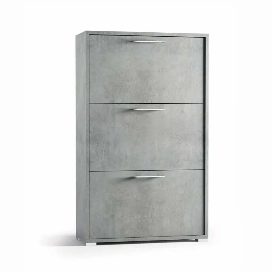 Dwurzędowa szafka na buty z klapką z cementowej melaminy Cleaf Senis Viadurini