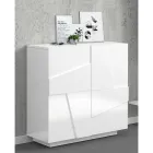 Wysoki lub niski stojak na buty w zrównoważonym drewnie z 2 lub 4 drzwiami - Fjona Viadurini