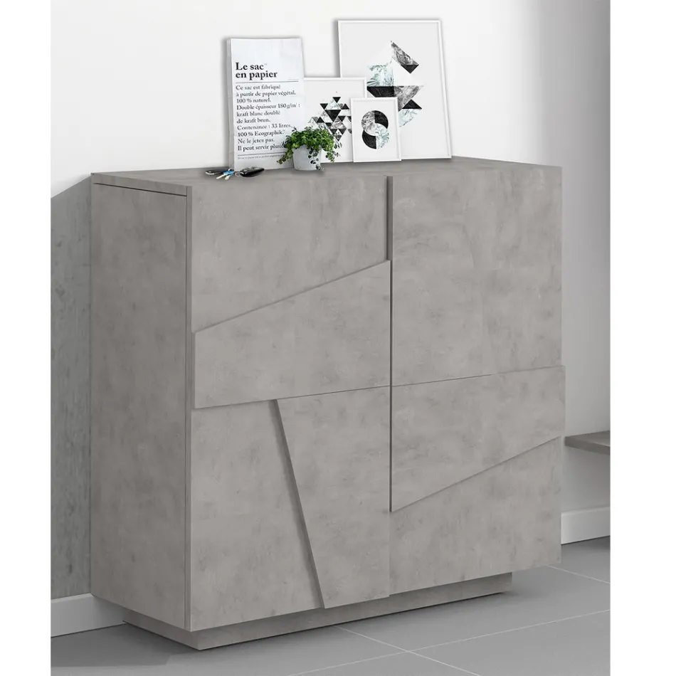 Wysoki lub niski stojak na buty w zrównoważonym drewnie z 2 lub 4 drzwiami - Fjona Viadurini