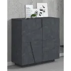 Wysoki lub niski stojak na buty w zrównoważonym drewnie z 2 lub 4 drzwiami - Fjona Viadurini