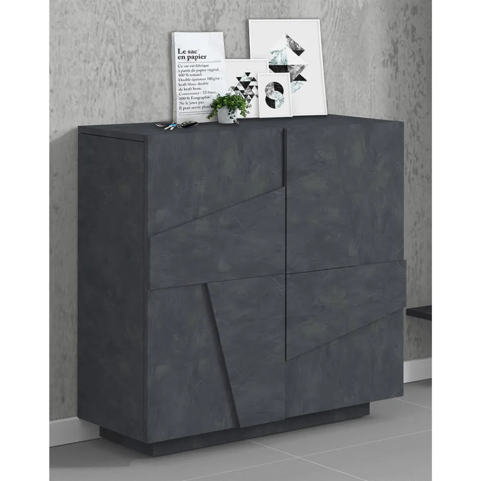 Wysoki lub niski stojak na buty w zrównoważonym drewnie z 2 lub 4 drzwiami - Fjona Viadurini