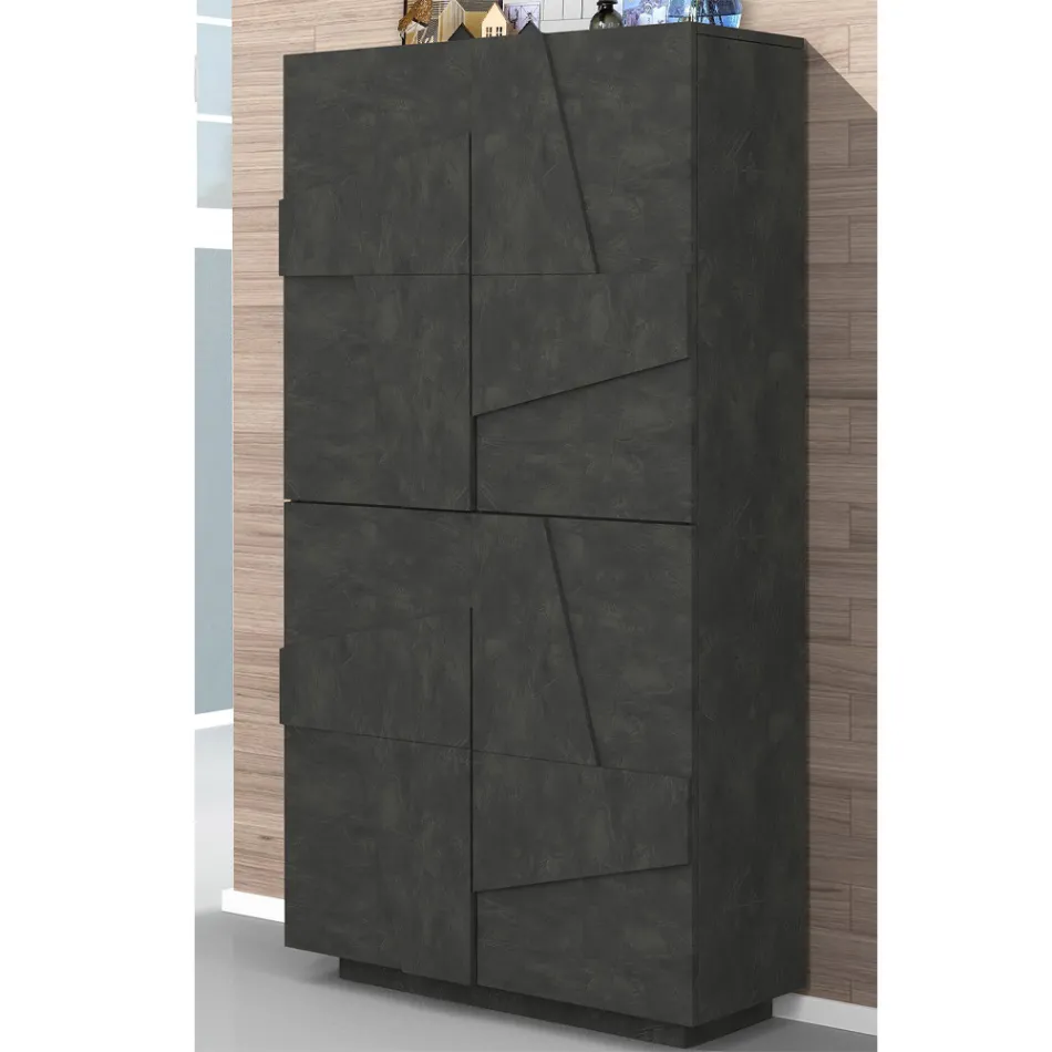 Wysoki lub niski stojak na buty w zrównoważonym drewnie z 2 lub 4 drzwiami - Fjona Viadurini