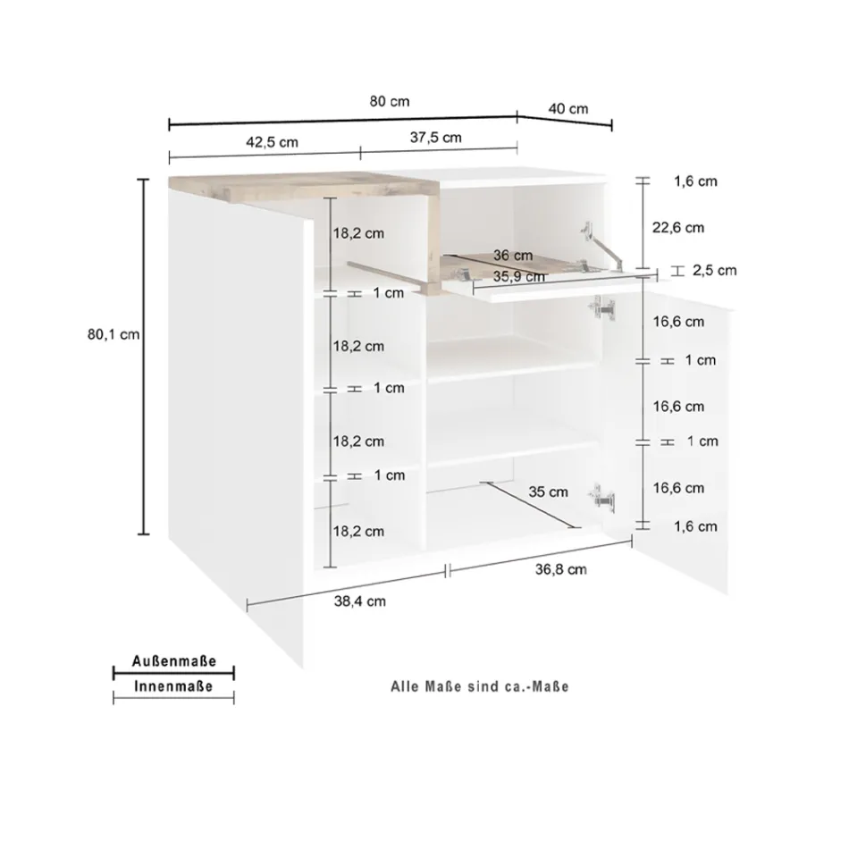Wejściowy stojak na buty 3 lub 4 drzwi z białego drewna i łupka lub klonu - Tiscali Viadurini