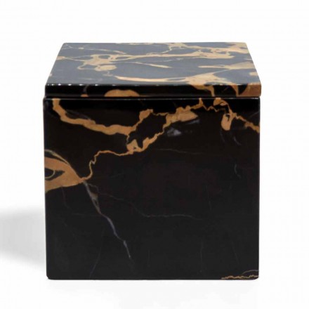 Pudełko z pokrywką w Portoro Marble Design Square Italian - Maelissa Viadurini