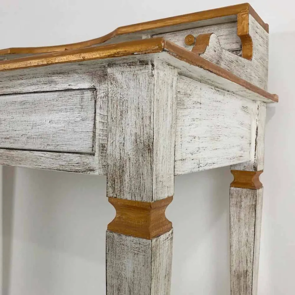 Ręcznie robione biurko z litego drewna z 4 szufladami Made in Italy - Amela Viadurini