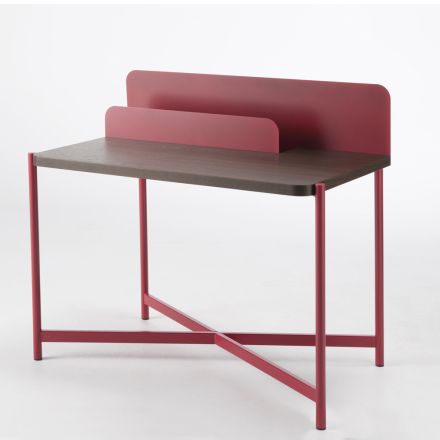 Nowoczesne biurko z kolorowego metalu i drewna dębowego o włoskim designie - Nadin Viadurini