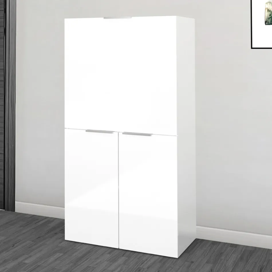 Nowoczesne białe biurko ścienne z polerowanego drewna włoskiego designu - Ghero Viadurini