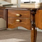 Klasyczne biurko 5 szuflad z drewna i ekoskóry Made in Italy - Commodo Viadurini