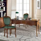 Klasyczne biurko 5 szuflad z drewna i ekoskóry Made in Italy - Commodo Viadurini