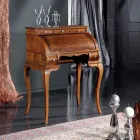 Klasyczne biurko z 5 szufladami z drewna i intarsjami Made in Italy - Hastings Viadurini